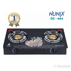 Nunix GC-004 Glass Top Two Burner Auto Ignition Gas Stove