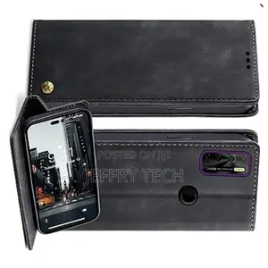 Tecno Camon 15 Genuine Leather Wallet Case With Card Holder