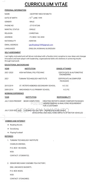 Clerical Administrative CV