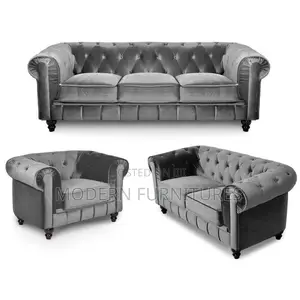 Dark Grey 6 Seater Chesterfield Sofa