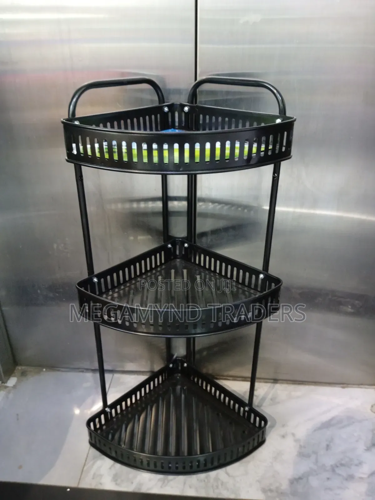 Metallic Corner Shelf/3 Layer Bathroom Organizer