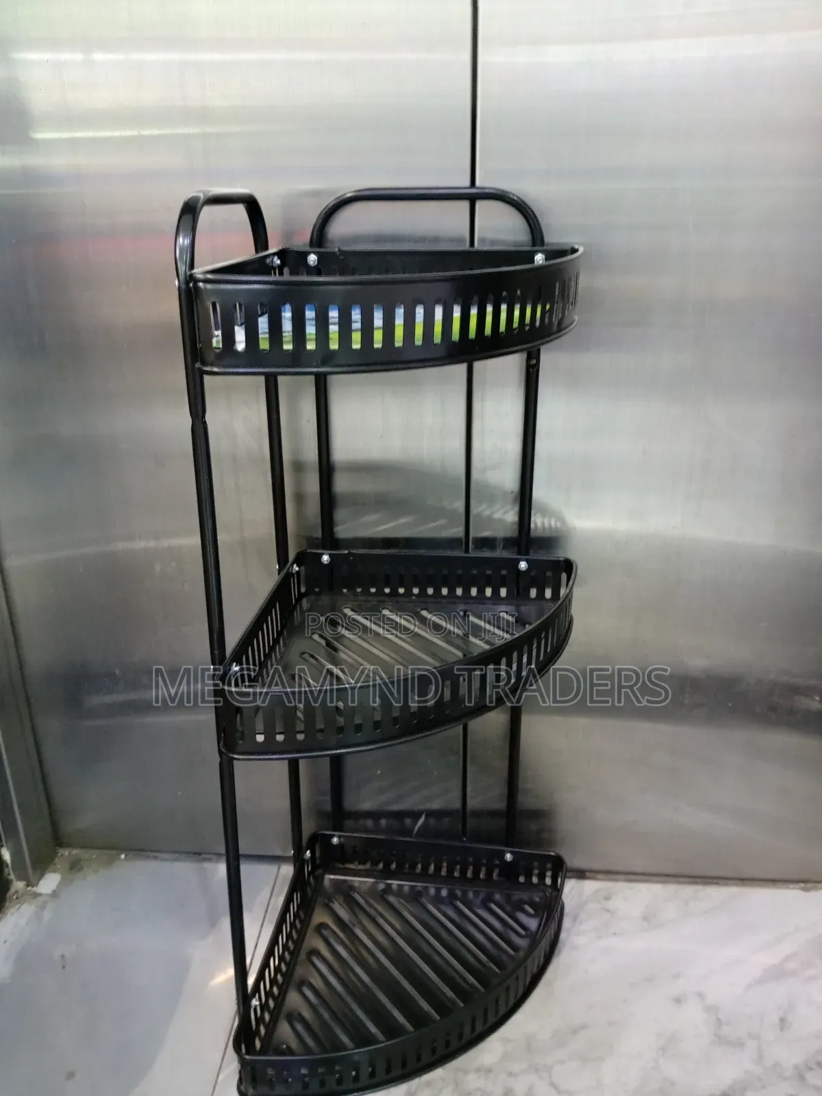 Metallic Corner Shelf/3 Layer Bathroom Organizer