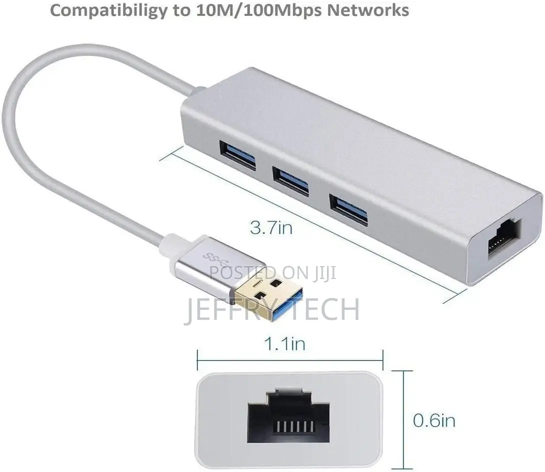 USB 3.0 Hub With RJ45 LAN Adapter for Macbook/Pro/iMac/Chrom