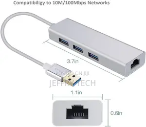 USB 3.0 Hub With RJ45 LAN Adapter for Macbook/Pro/iMac/Chrom
