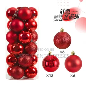 Red 24pcs Christmas Tree Decor Balls