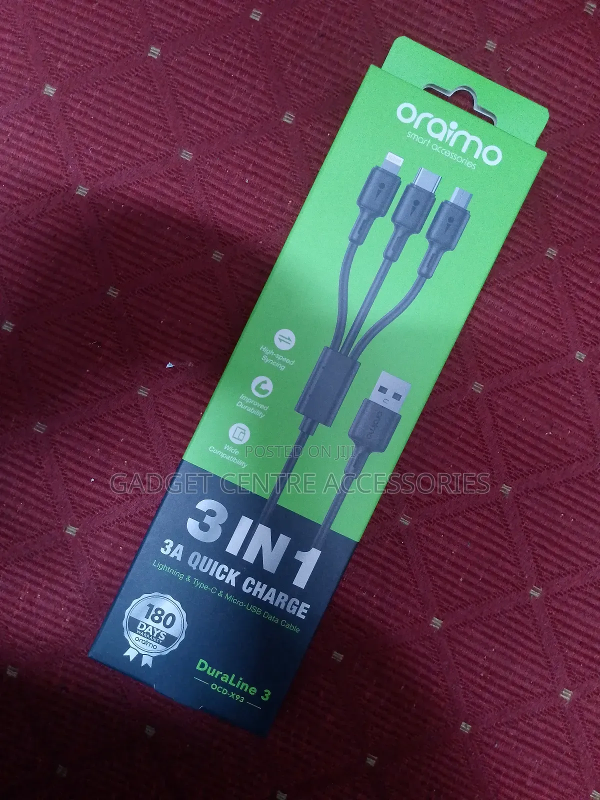 Oraimo Lightning and Type C and Micro- USB Data Cable