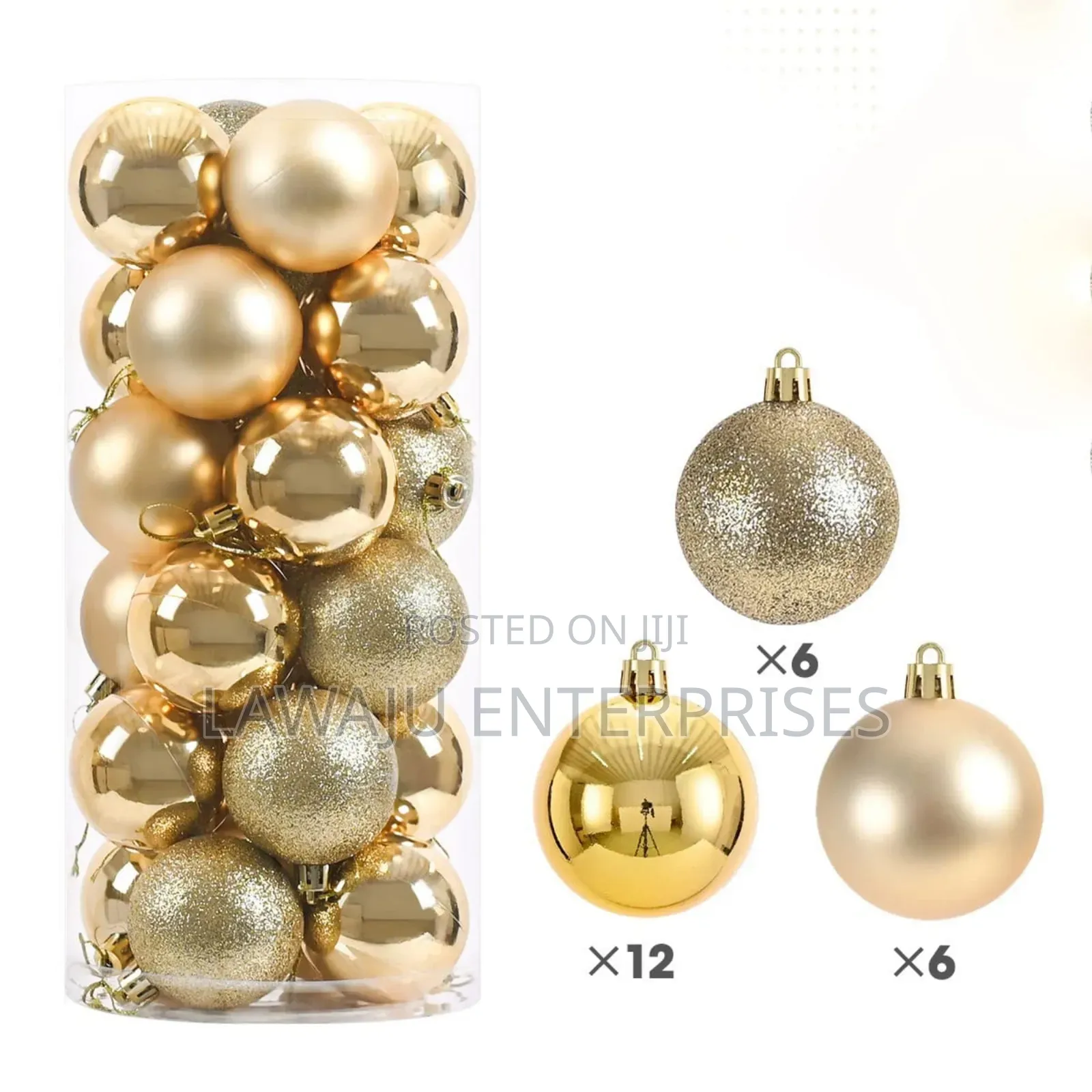 6cm Gold Christmas Tree Balls