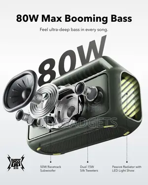 Soundcore Boom 2 by Anker, Outdoor Speaker, 80W, Subwoofer