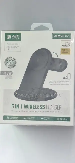 Lightwave 5 in 1 Wireless Charger for Phones, Earphones, Wat