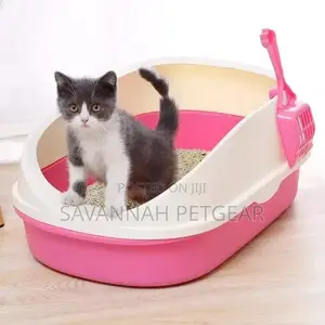 Semi Enclosed Cat Kitty Litter Pan Cat Litter Box - Small