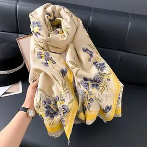Luxury Floral Print Women Winter Scarf