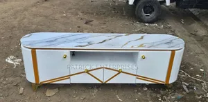 Modern Oval TV Stand With LED Lights 6 Fitt