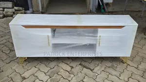 Modern TV Stand Oval With LED Lights Top Marble