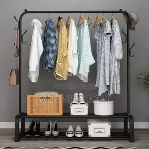 Black Sturdy Cloth Rack With Lower