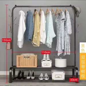 Black Sturdy Cloth Rack With Lower