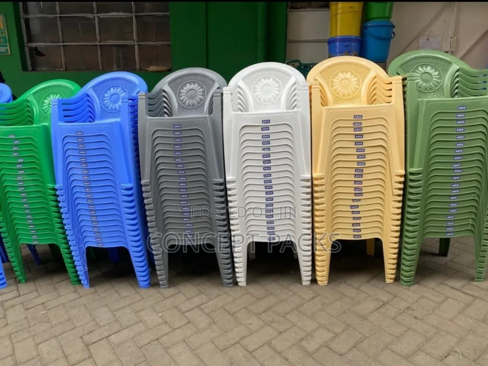 10pcs Adix Plastic B Arm Chairs.