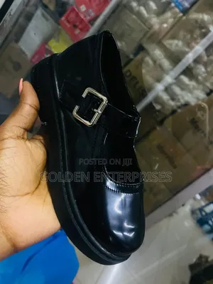 BLACK WETLLOOK Kids Dolly Shoes Sizes 21-31