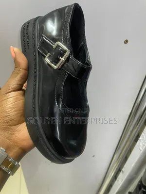 PURE BLACK WETLLOOK Kids School Shoes Sizes 21-31