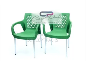 2pcs Jungle Green Stackable Metal Tubing Chairs