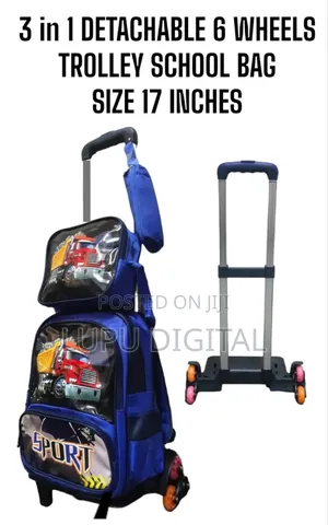 3in 1 Detachable 6 Wheels Trolley School Bag Size 17 Inches