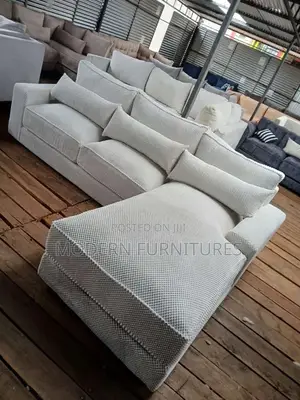 Modern Bubble Fabric 6 Seater L Sofa