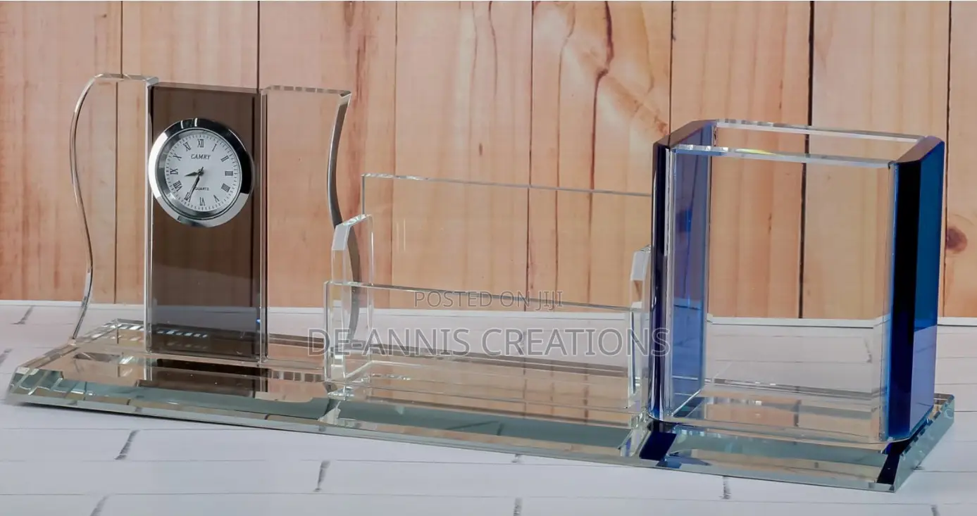 Rectangular Glass Desktop Organizer