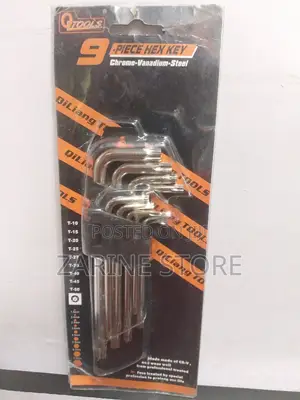 9 Pieces Hex Key Chrome Vanadium Steel Blade Made of Cr-V