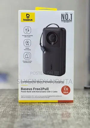 Baseus Free2pull Powerbank With Retractable USB-C Cable 65w