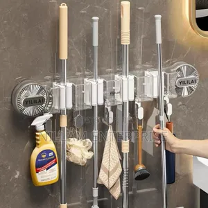 4-Holes Multi-Purpose Hooks Mop Hanger