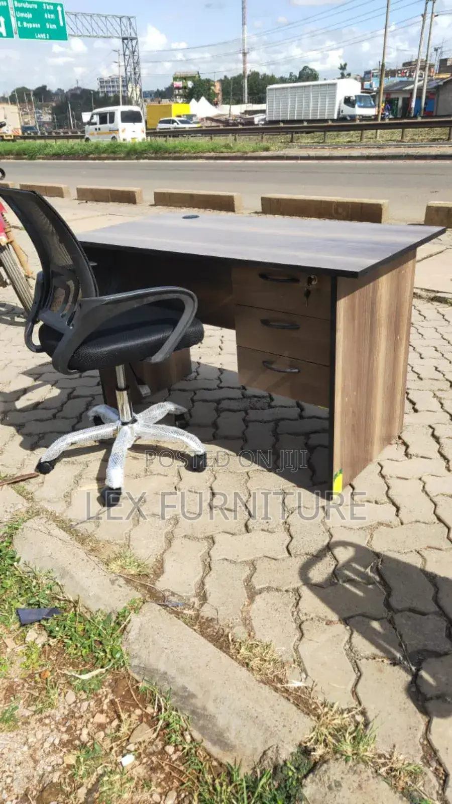 Light Brown Office Desk Plus Office Chair