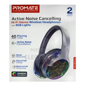 Promate Transtune - ANC Wireless Headphones With RGB Lights