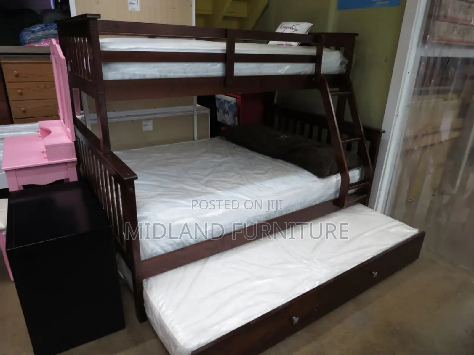 Mahogany Deck,Er/ Hardwood Tripple Bunk Bed With Pullout Bed