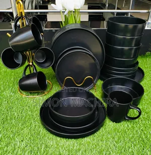 24pcs Black Round Dinner Set