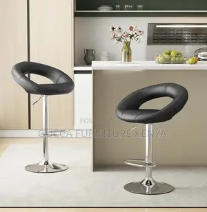 Home Chairs:Black Adjustable Counter Stool With Hollow Back