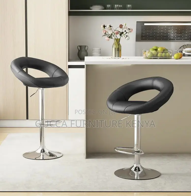 Home Chairs:Black Adjustable Counter Stool With Hollow Back