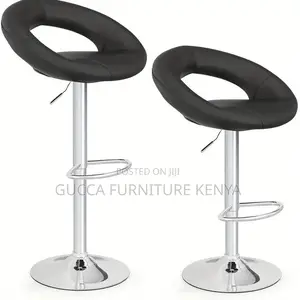 Home Chairs:Black Adjustable Counter Stool With Hollow Back