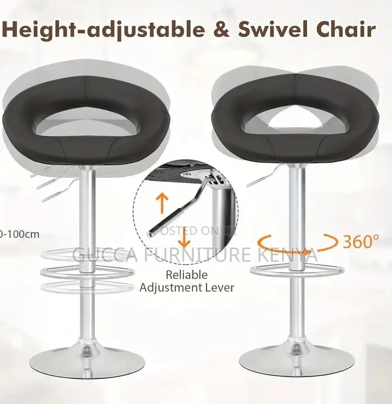 Home Chairs:Black Adjustable Counter Stool With Hollow Back