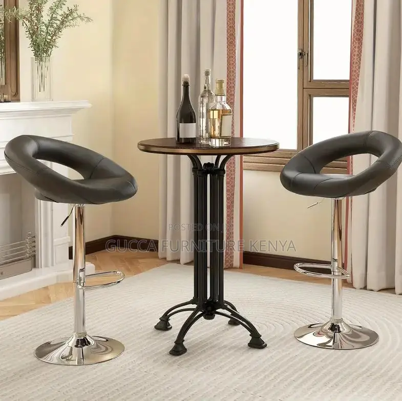 Home Chairs:Black Adjustable Counter Stool With Hollow Back
