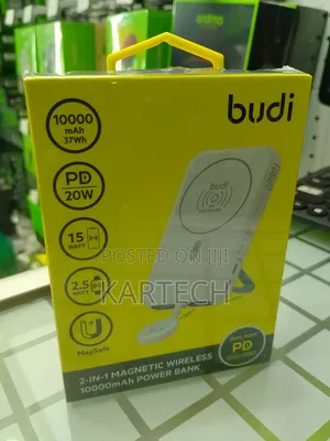 Budi 10,000mah 37wh 20W 2-in-1 Magnetic Wireless Power Bank