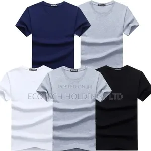 Large Size Plain Round Neck T Shirt Fe3wq