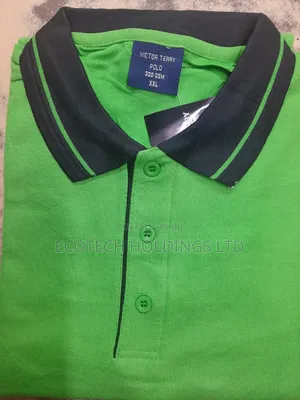 Green Polo T Shirt With Black Collar Stripped Green Jg5r