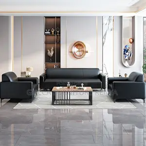 Sofas:5-Seater Contemporary Design Black Leather Sofa