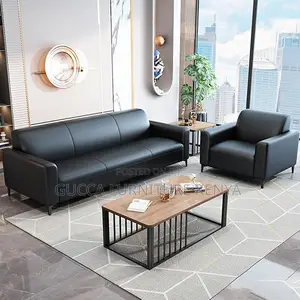 Sofas:5-Seater Contemporary Design Black Leather Sofa