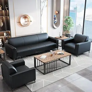 Sofas:5-Seater Contemporary Design Black Leather Sofa