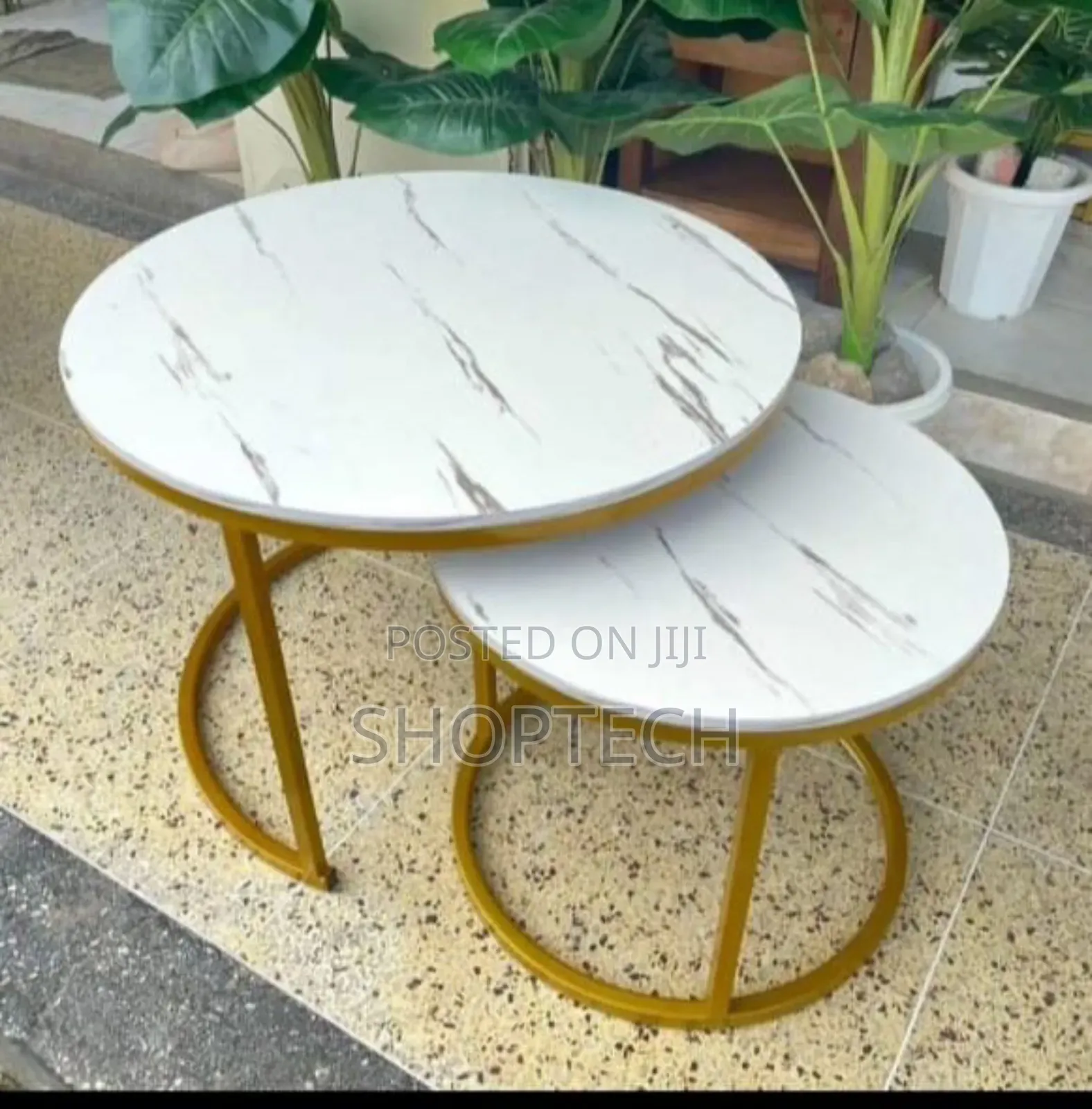 WHITE Nesting Coffee Table Marble Effect (MDF)