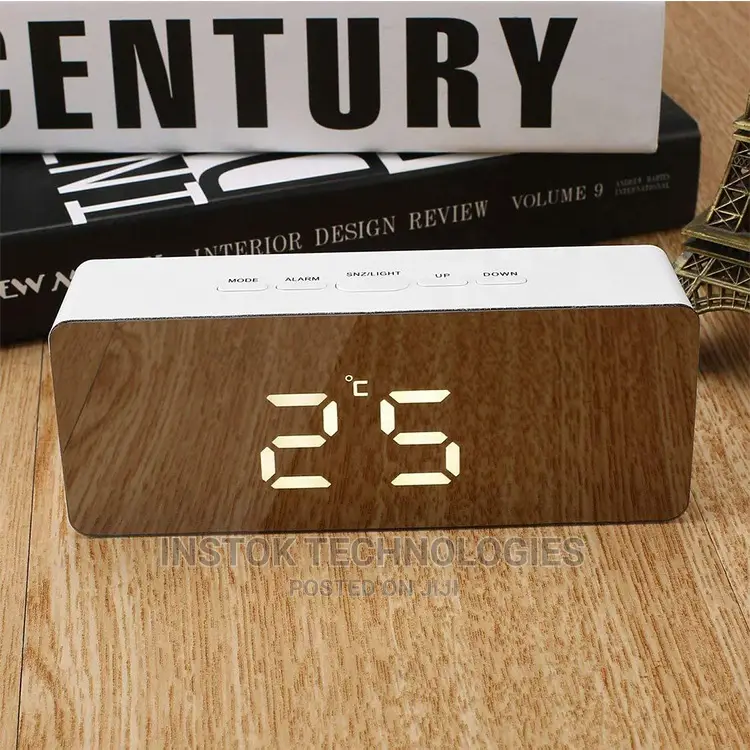 Mirror LED Backlit Digital Alarm Clock With Thermometer