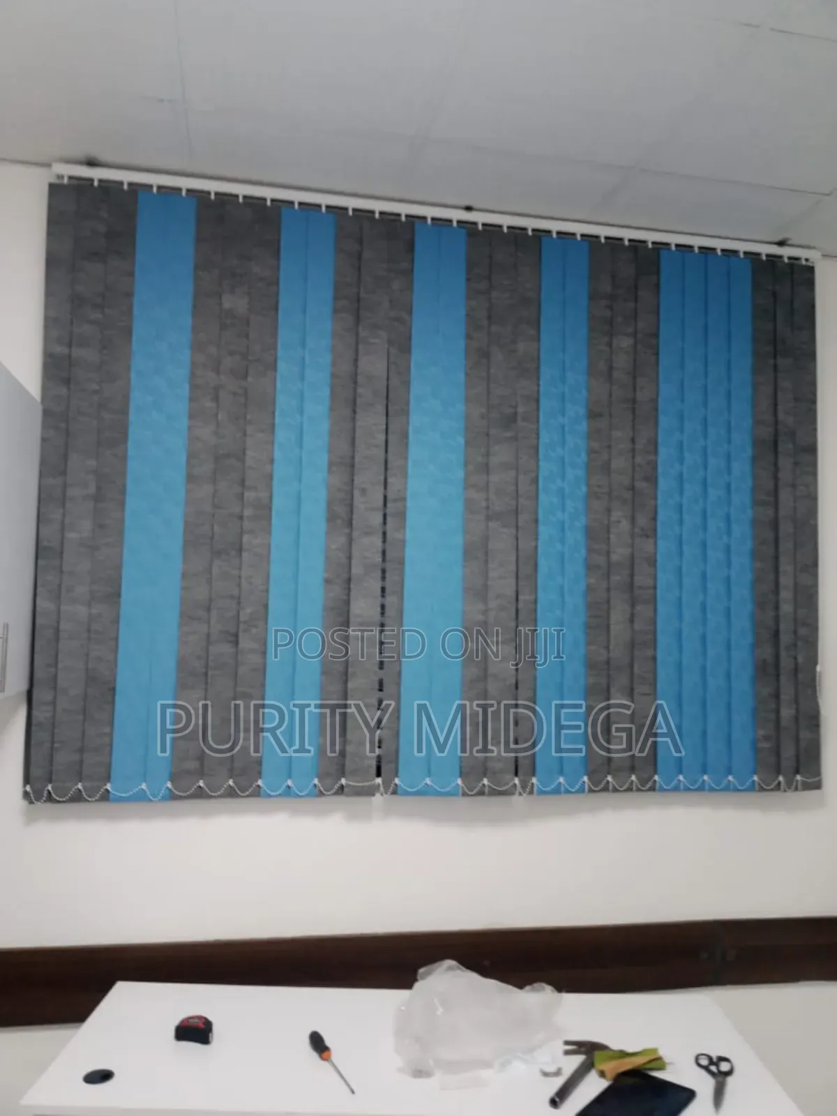 Blue Grey Vertical Blinds Fabrics