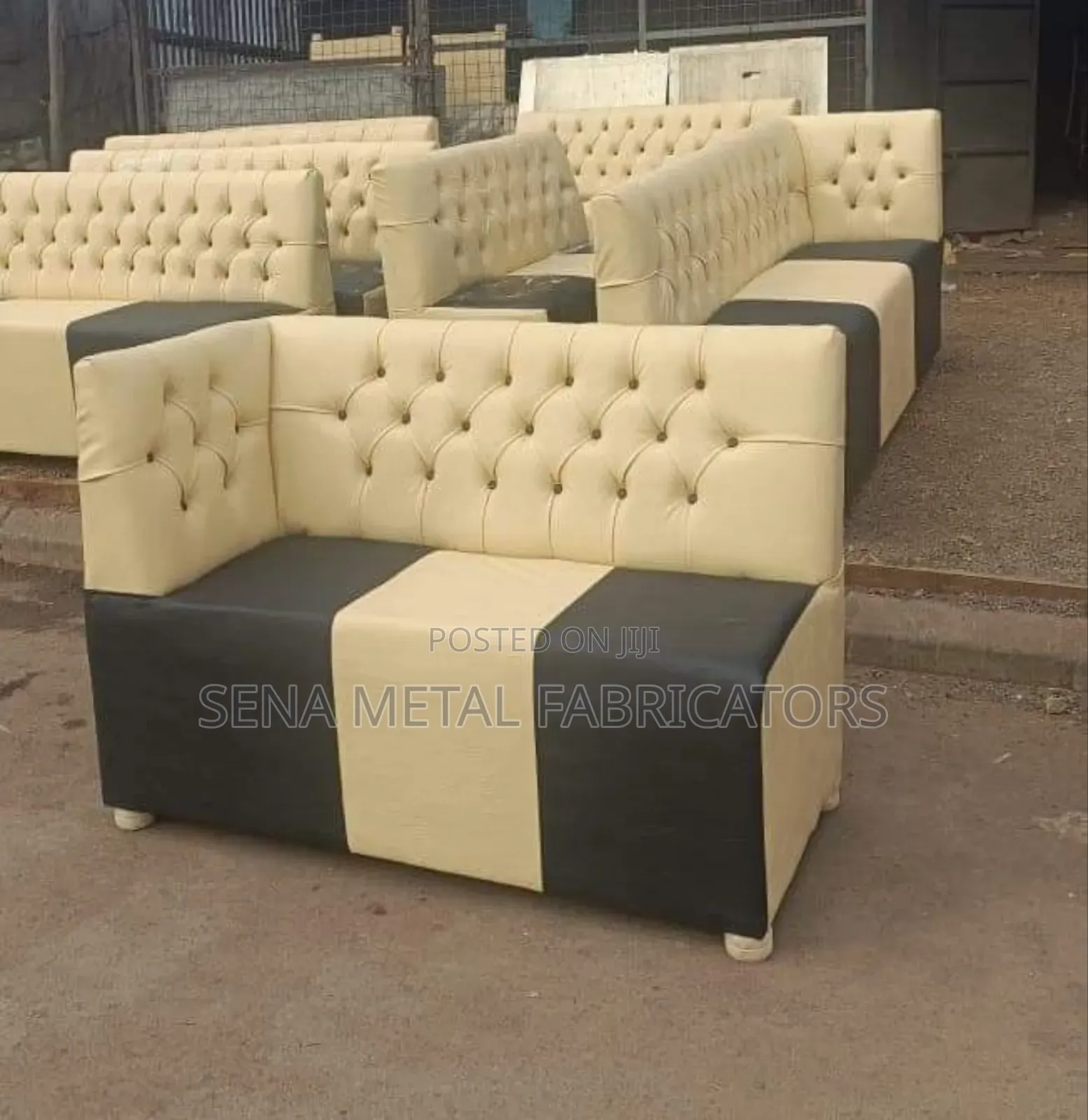 Unique Restaurant Couches Cream and Black