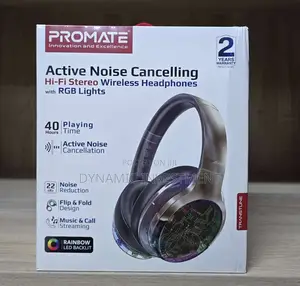 Promate Wireless Headphones With RGB Lights and ANC