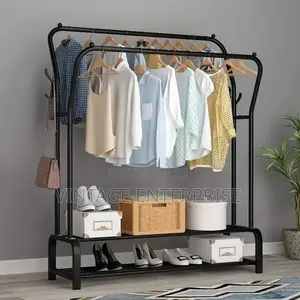 Double Pole Clothing Rack With Shoe Rack